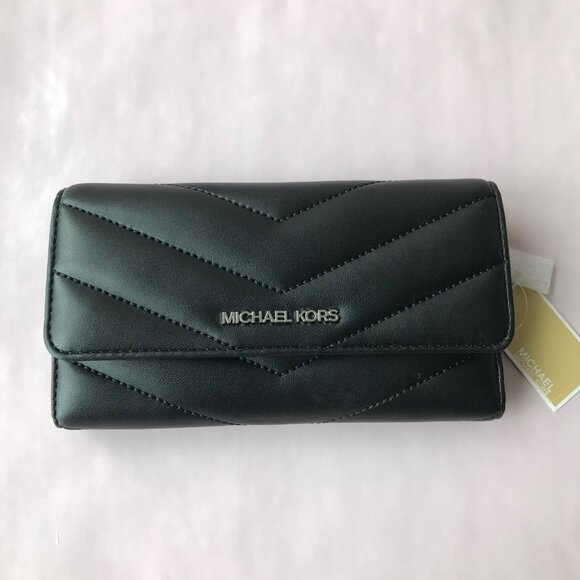 Michael Kors Jet Set Travel LG Trifold Women's Wallet - Black MSRP $328 - Picture 4 of 14